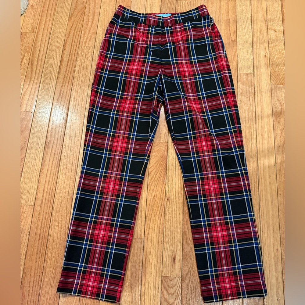 Draper James Red Black Plaid Tartan Womens Scottish Pants Sze S Preppy Classic